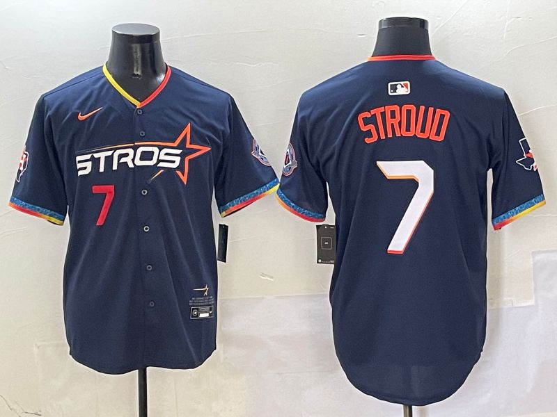 Men Houston Astros #7 Stroud Drak Blue Fourth generation Joint Name Nike 2025 MLB Jersey style 2